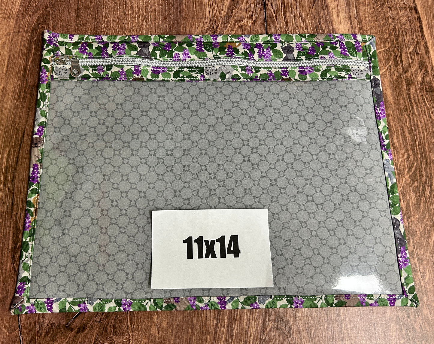 Vinyl Cross Stitch Project Bag - Embroidery bag - Project Bag - Knitting & Crochet Bag - Cat Project Bag - Notions - Floral