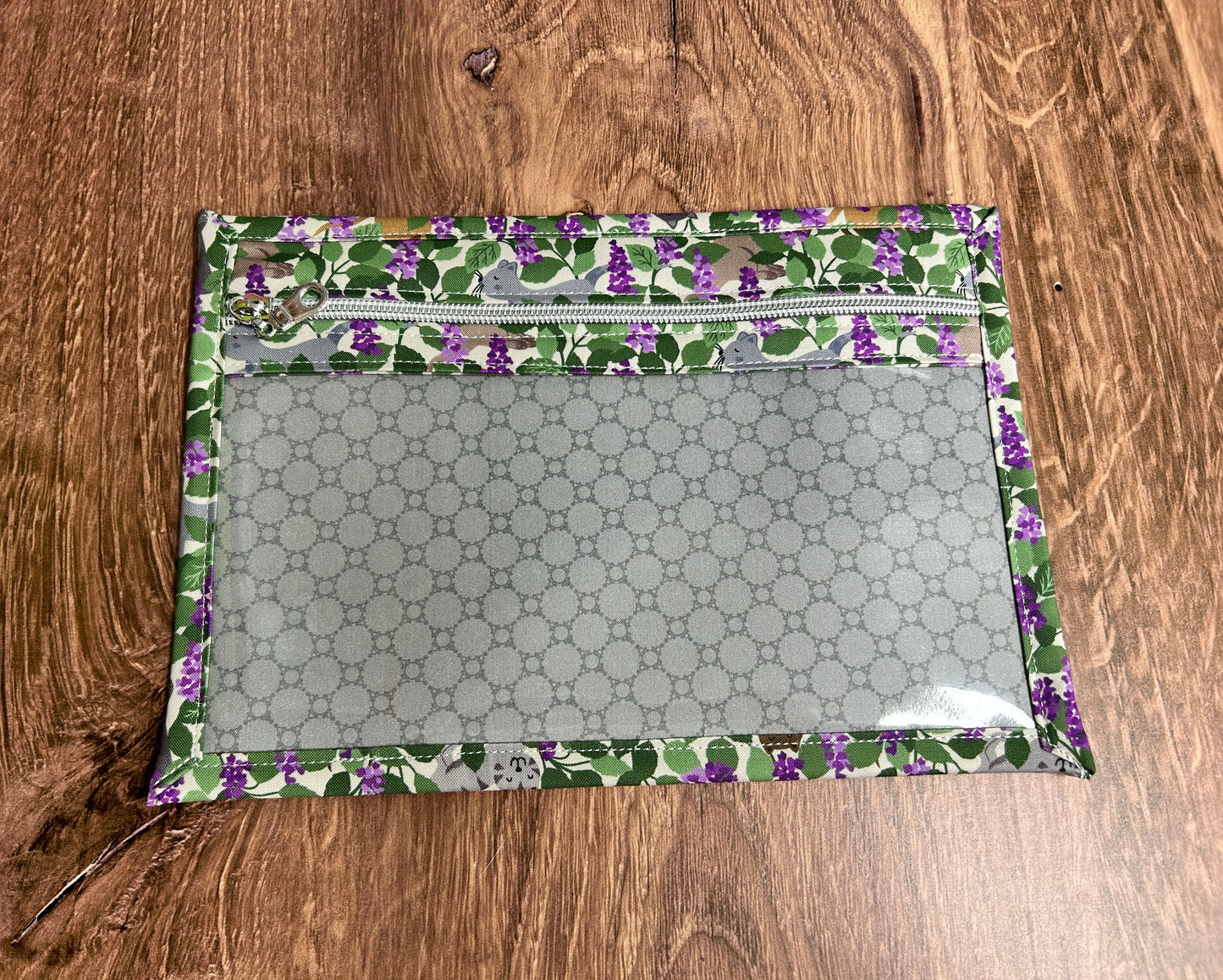 Vinyl Cross Stitch Project Bag - Embroidery bag - Project Bag - Knitting & Crochet Bag - Cat Project Bag - Notions - Floral