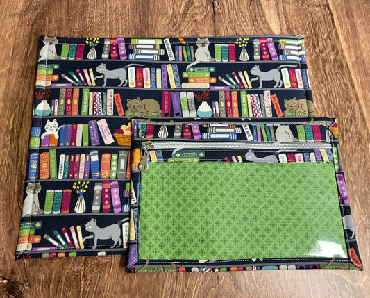 Vinyl Cross Stitch Project Bag - Embroidery bag - Project Bag - Knitting & Crochet Bag - Storage - Organizer - Cat Project Bag - Notions