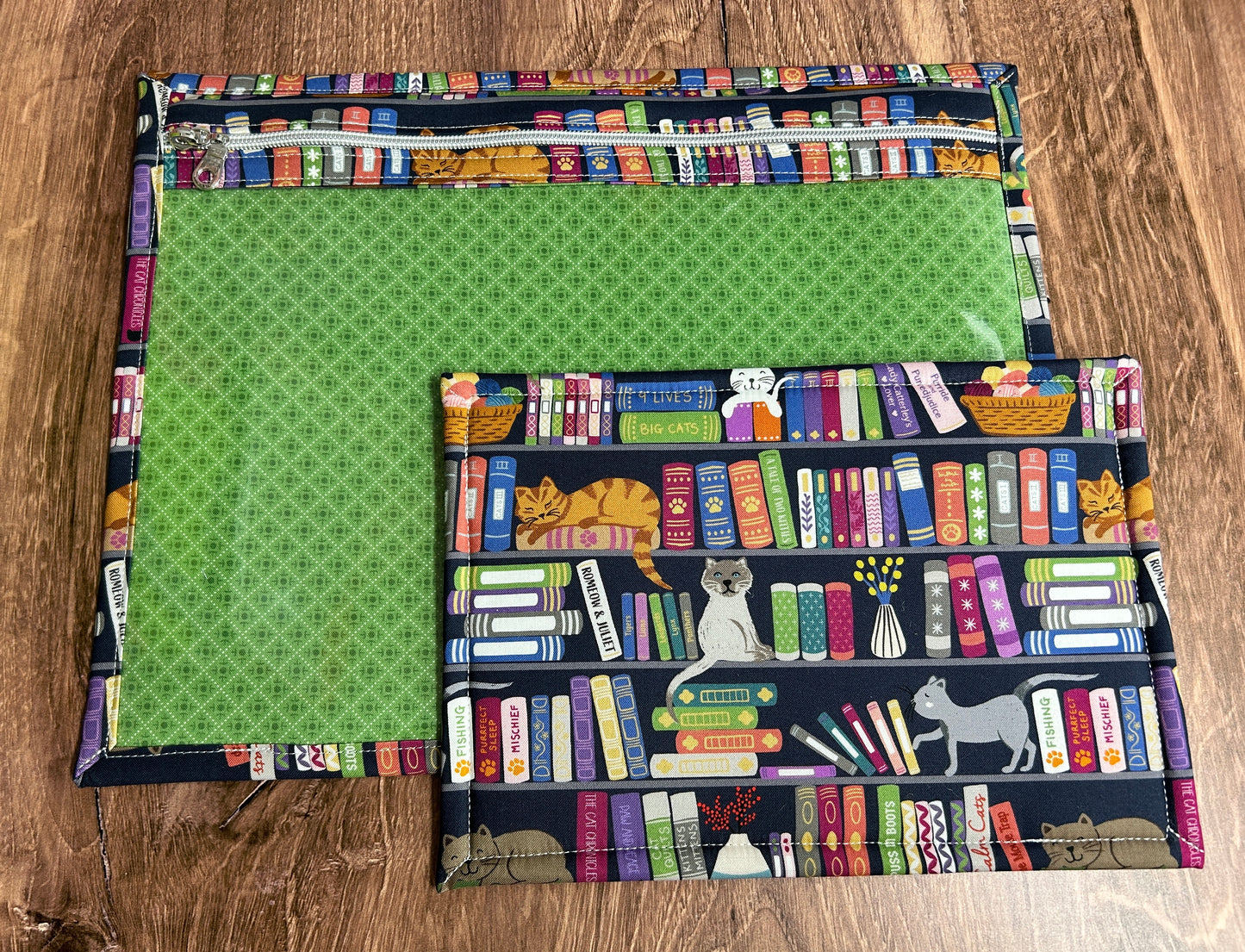 Vinyl Cross Stitch Project Bag - Embroidery bag - Project Bag - Knitting & Crochet Bag - Storage - Organizer - Cat Project Bag - Notions