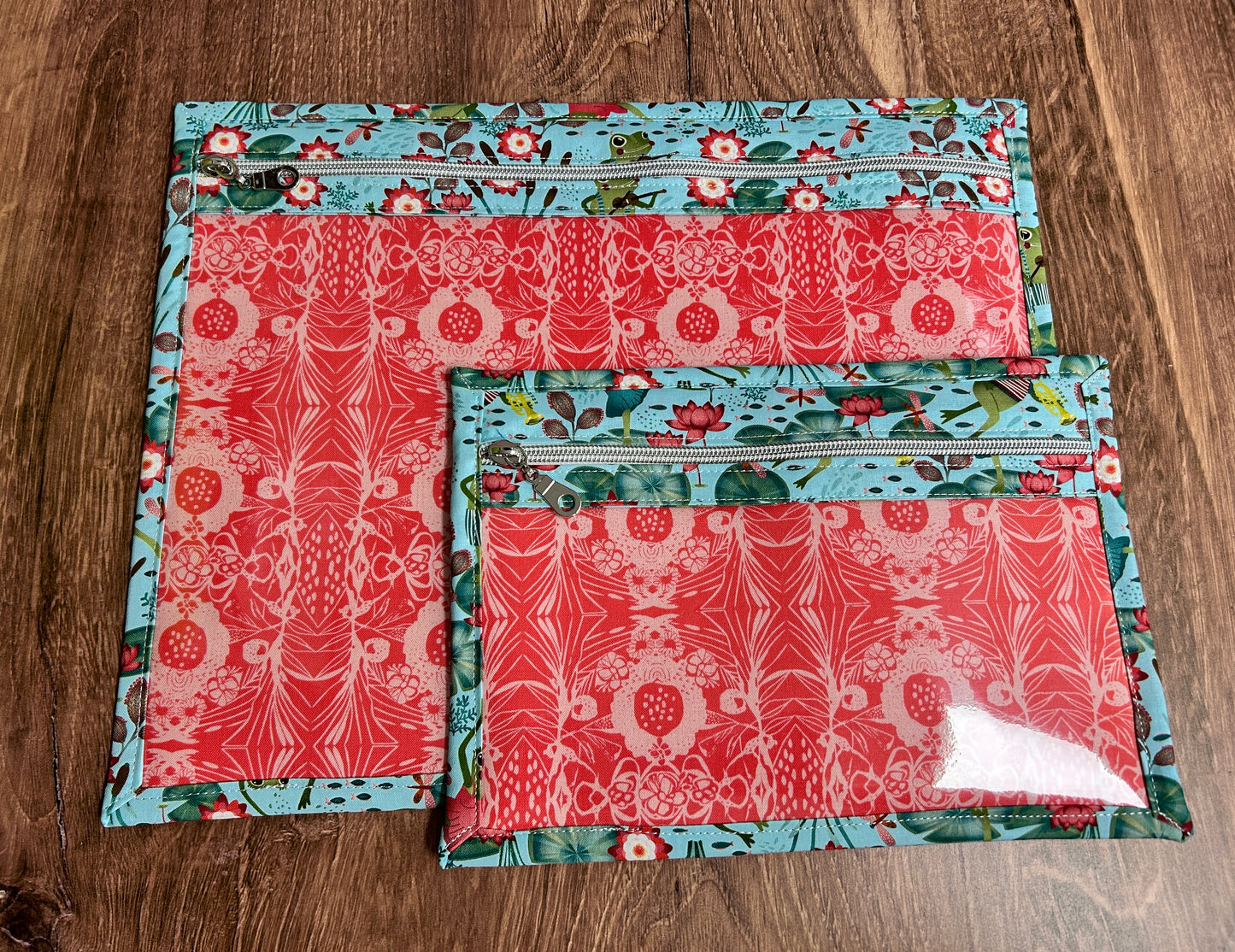 Vinyl Cross Stitch Project Bag - Embroidery bag - Knitting & Crochet Bag - Organizer - Notions - Vinyl Frog Project Bag - Frog