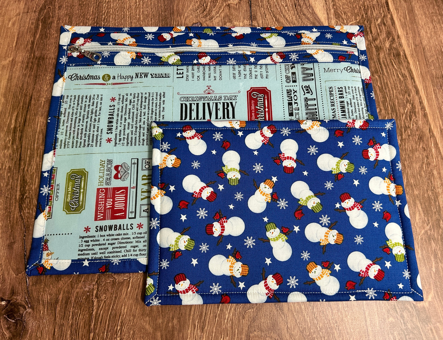 Vinyl Cross Stitch Project Bag - Embroidery Bag - Project Bag - Knitting & Crochet Bag - Christmas Project Bag - Notions - Winter - Snowman