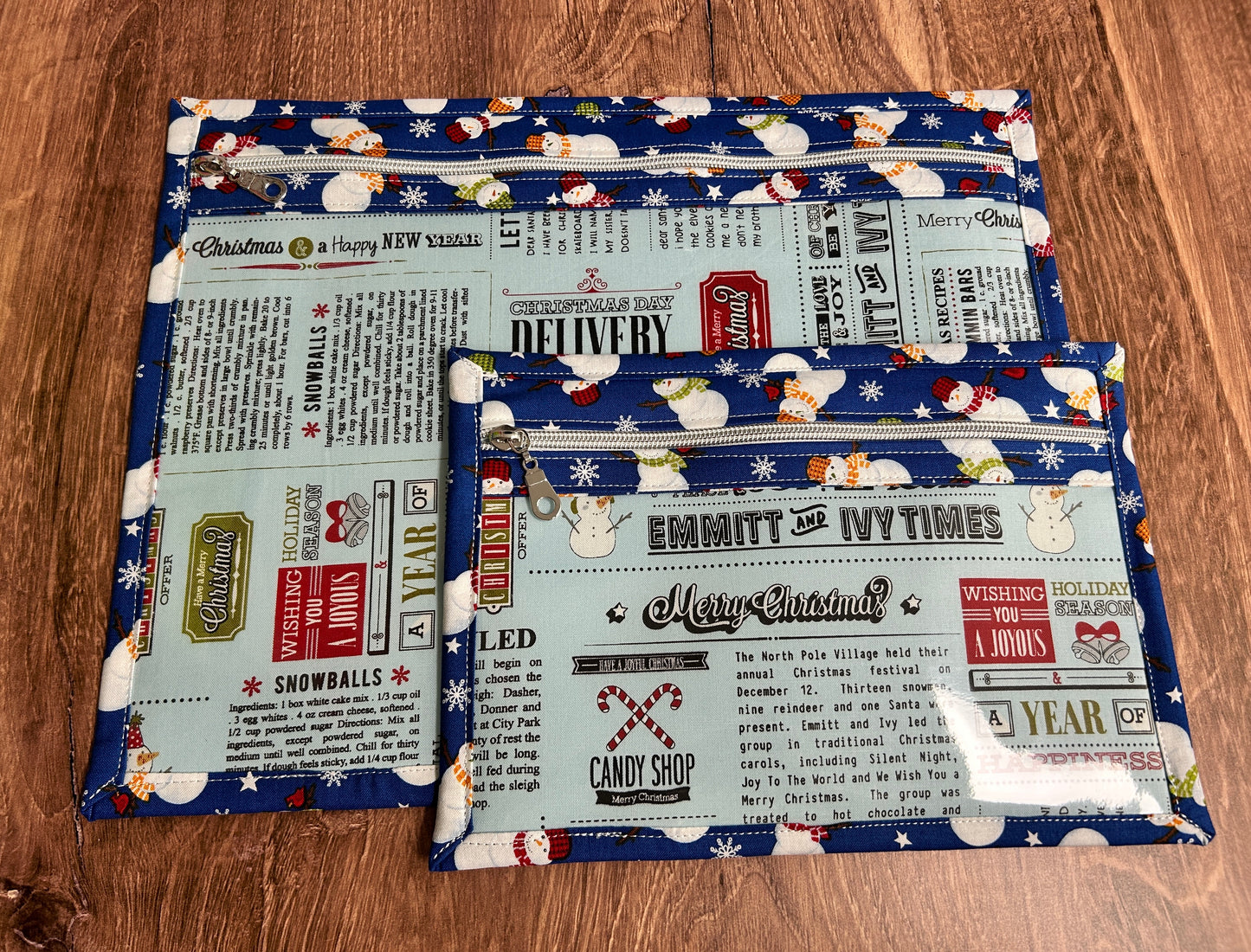 Vinyl Cross Stitch Project Bag - Embroidery Bag - Project Bag - Knitting & Crochet Bag - Christmas Project Bag - Notions - Winter - Snowman