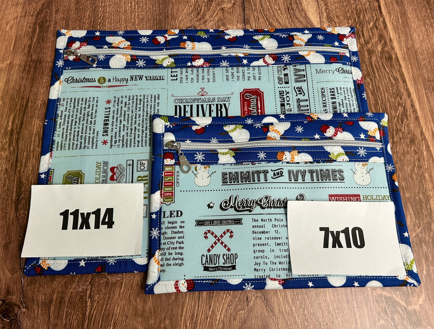 Vinyl Cross Stitch Project Bag - Embroidery Bag - Project Bag - Knitting & Crochet Bag - Christmas Project Bag - Notions - Winter - Snowman