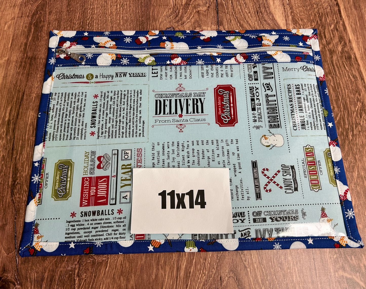 Vinyl Cross Stitch Project Bag - Embroidery Bag - Project Bag - Knitting & Crochet Bag - Christmas Project Bag - Notions - Winter - Snowman