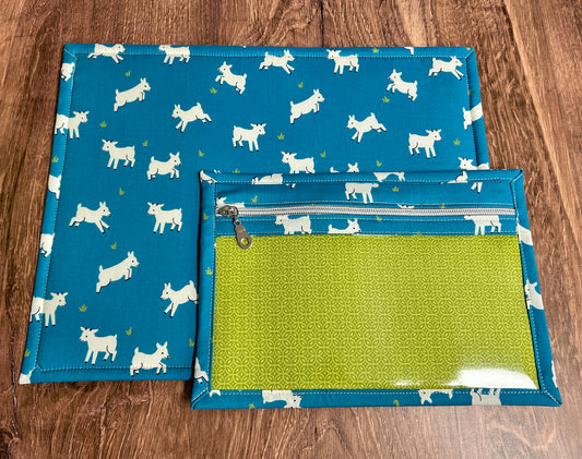 Vinyl Cross Stitch Project Bag - Embroidery bag - Project Bag - Knitting & Crochet Bag - Storage - Organizer - Goat Project Bag - Notions