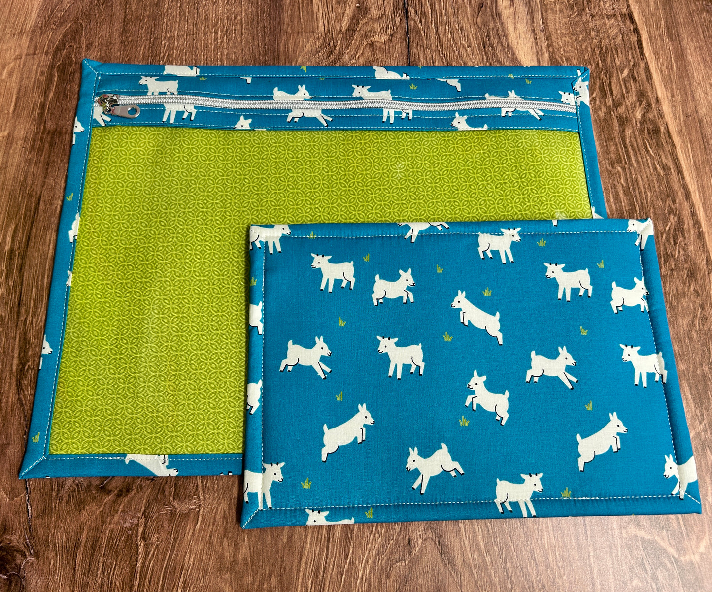 Vinyl Cross Stitch Project Bag - Embroidery bag - Project Bag - Knitting & Crochet Bag - Storage - Organizer - Goat Project Bag - Notions