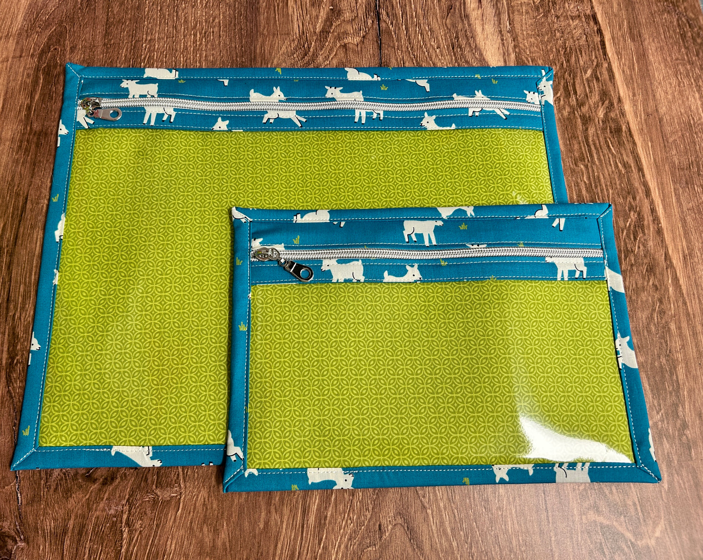 Vinyl Cross Stitch Project Bag - Embroidery bag - Project Bag - Knitting & Crochet Bag - Storage - Organizer - Goat Project Bag - Notions