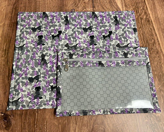 Vinyl Cross Stitch Project Bag - Embroidery bag - Project Bag - Knitting & Crochet Bag - Cat Project Bag - Notions - Floral