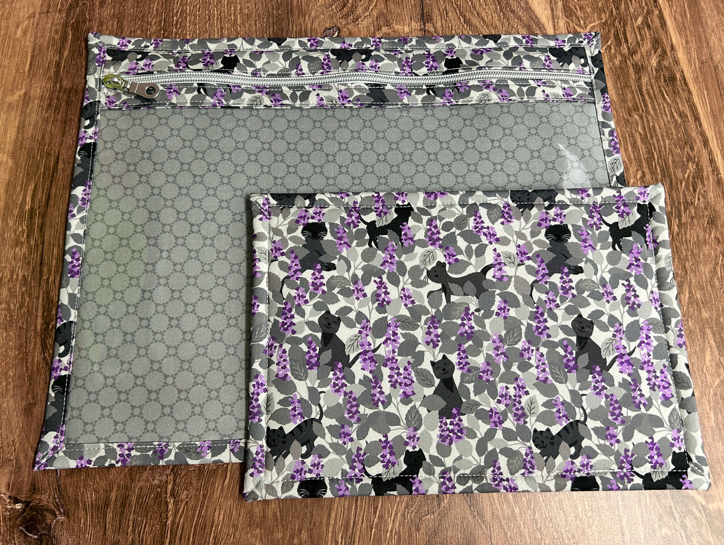 Vinyl Cross Stitch Project Bag - Embroidery bag - Project Bag - Knitting & Crochet Bag - Cat Project Bag - Notions - Floral