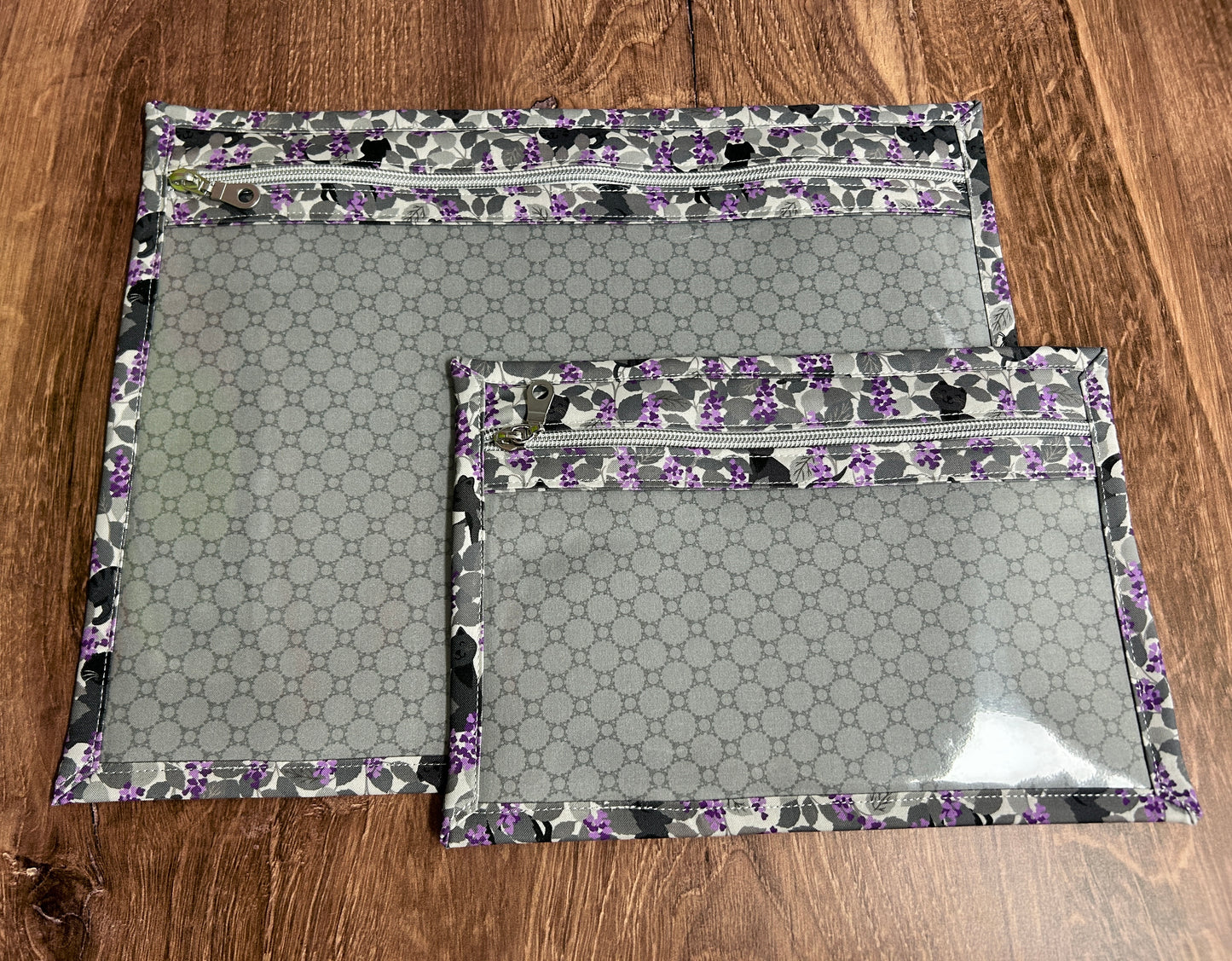 Vinyl Cross Stitch Project Bag - Embroidery bag - Project Bag - Knitting & Crochet Bag - Cat Project Bag - Notions - Floral