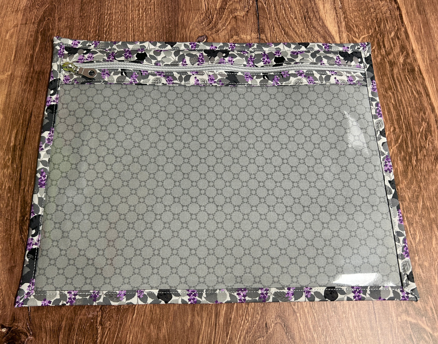 Vinyl Cross Stitch Project Bag - Embroidery bag - Project Bag - Knitting & Crochet Bag - Cat Project Bag - Notions - Floral