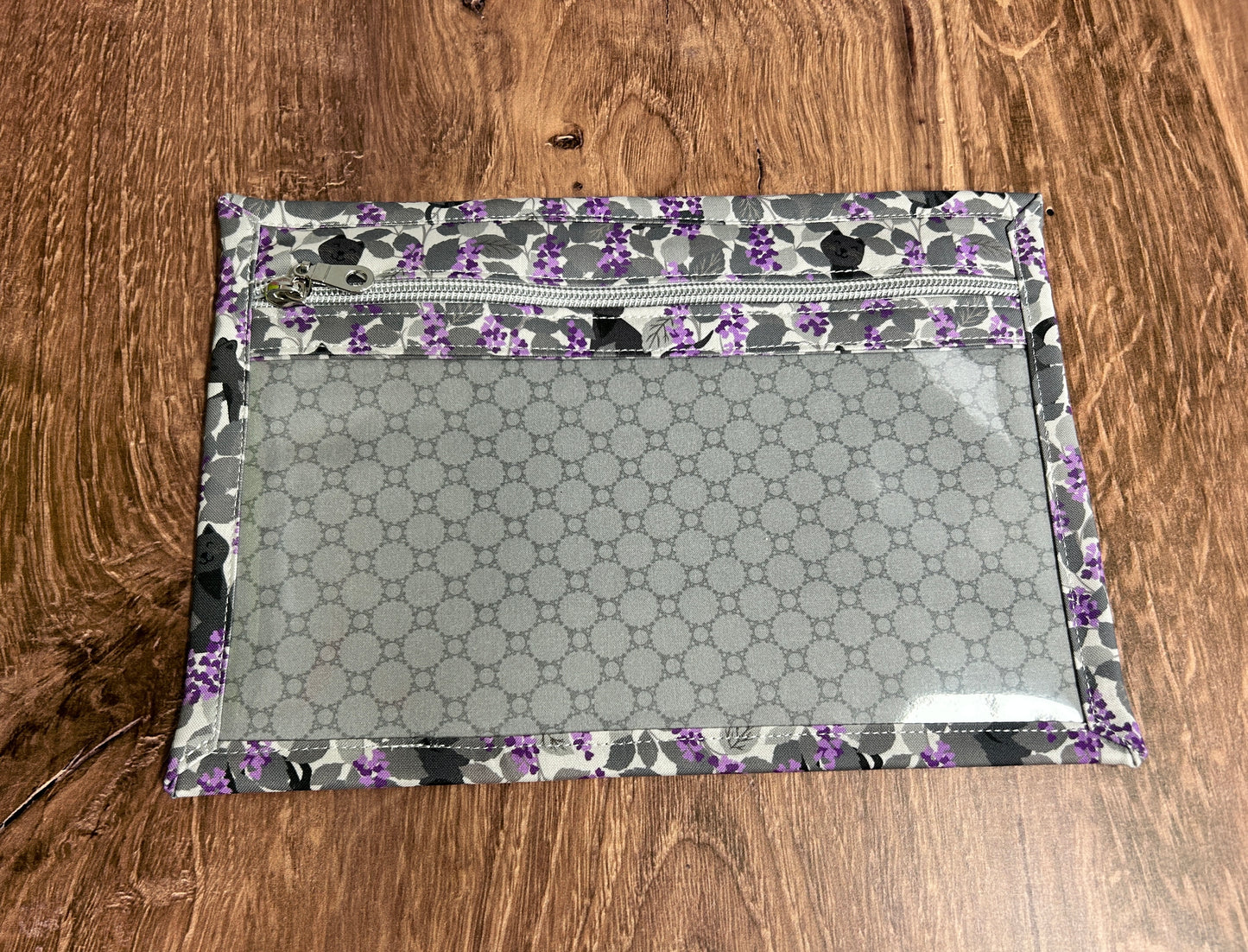 Vinyl Cross Stitch Project Bag - Embroidery bag - Project Bag - Knitting & Crochet Bag - Cat Project Bag - Notions - Floral