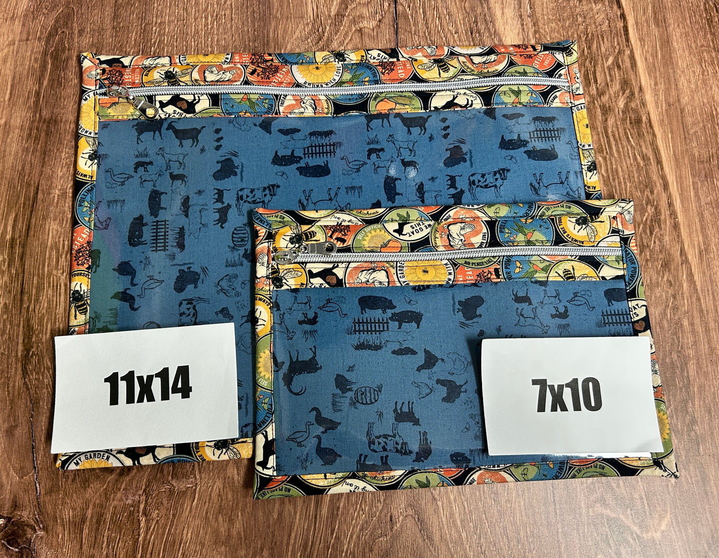 Vinyl Cross Stitch Project Bag - Embroidery bag - Knitting & Crochet Bag - Organizer - Farm Project Bag - Notions - Chicken - Bee - Goat