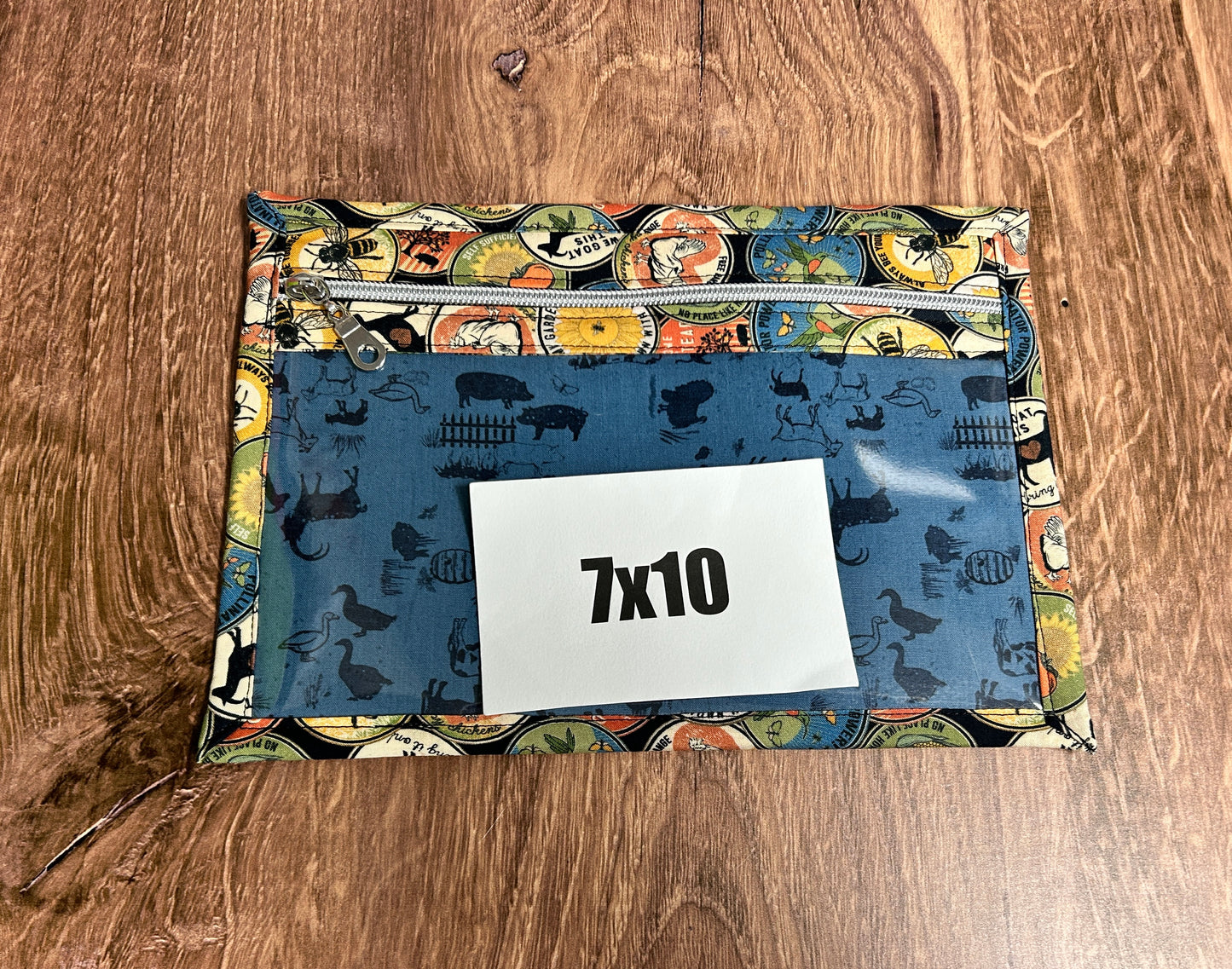 Vinyl Cross Stitch Project Bag - Embroidery bag - Knitting & Crochet Bag - Organizer - Farm Project Bag - Notions - Chicken - Bee - Goat