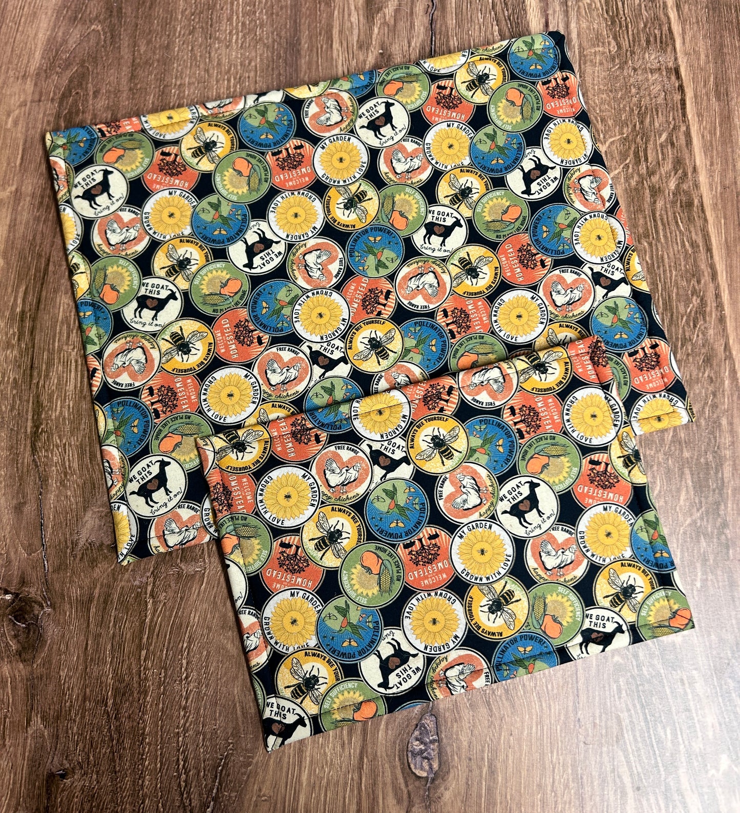 Vinyl Cross Stitch Project Bag - Embroidery bag - Knitting & Crochet Bag - Organizer - Farm Project Bag - Notions - Chicken - Bee - Goat