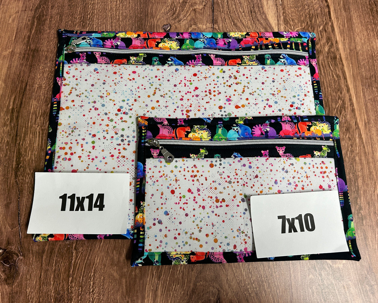 Vinyl Cross Stitch Project Bag - Embroidery bag - Knitting Crochet Bag - Zoo Project Bag - Notions - Lemur - Red Panda - Raccoon - Squirrel