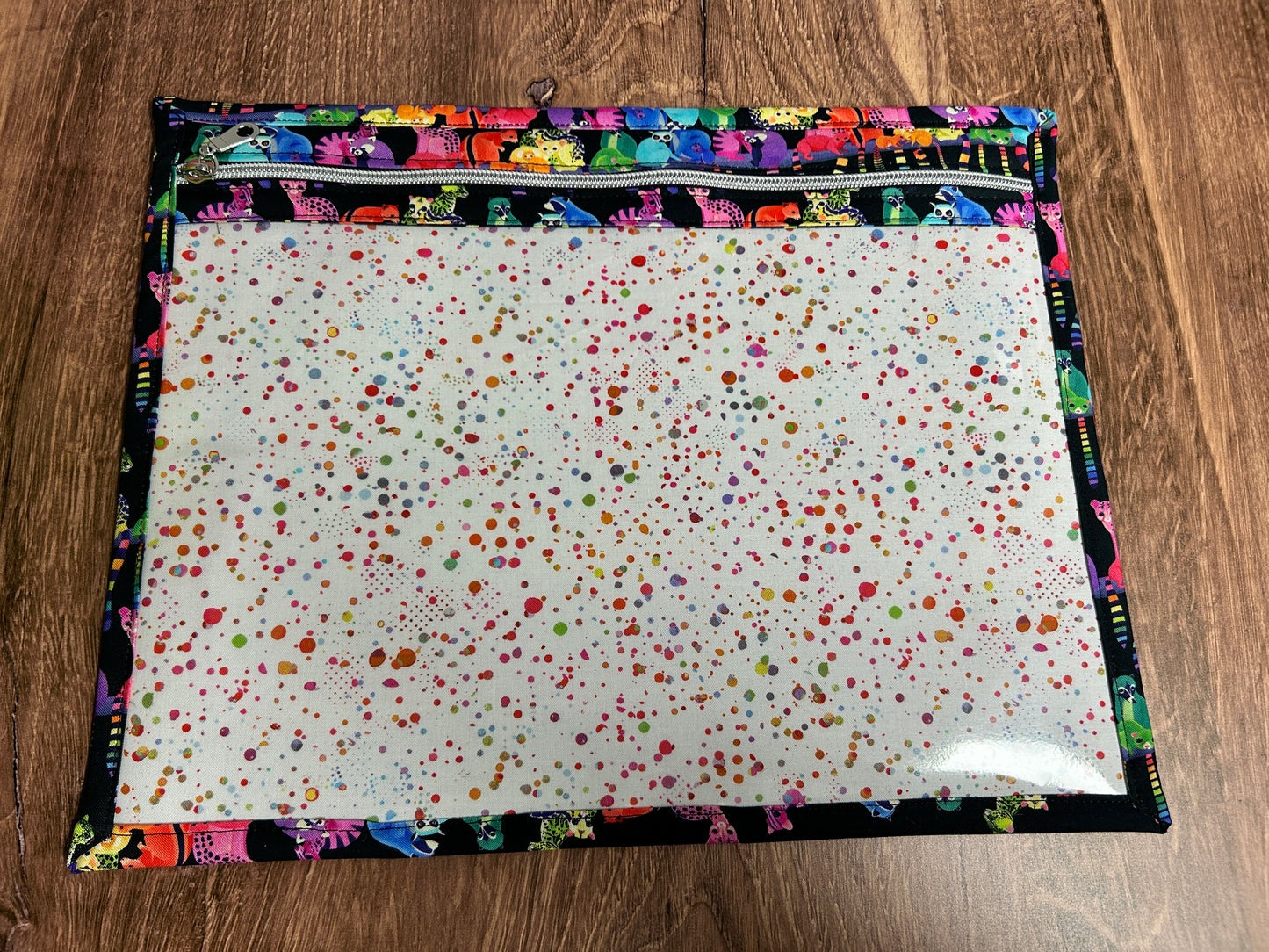 Vinyl Cross Stitch Project Bag - Embroidery bag - Knitting Crochet Bag - Zoo Project Bag - Notions - Lemur - Red Panda - Raccoon - Squirrel