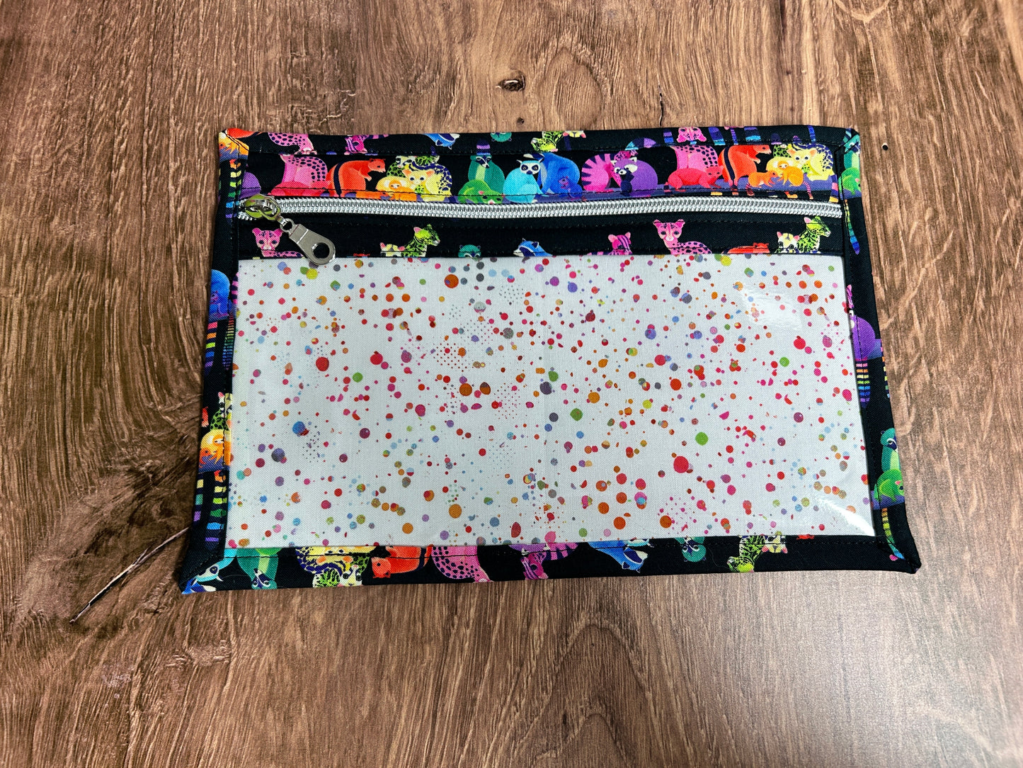 Vinyl Cross Stitch Project Bag - Embroidery bag - Knitting Crochet Bag - Zoo Project Bag - Notions - Lemur - Red Panda - Raccoon - Squirrel