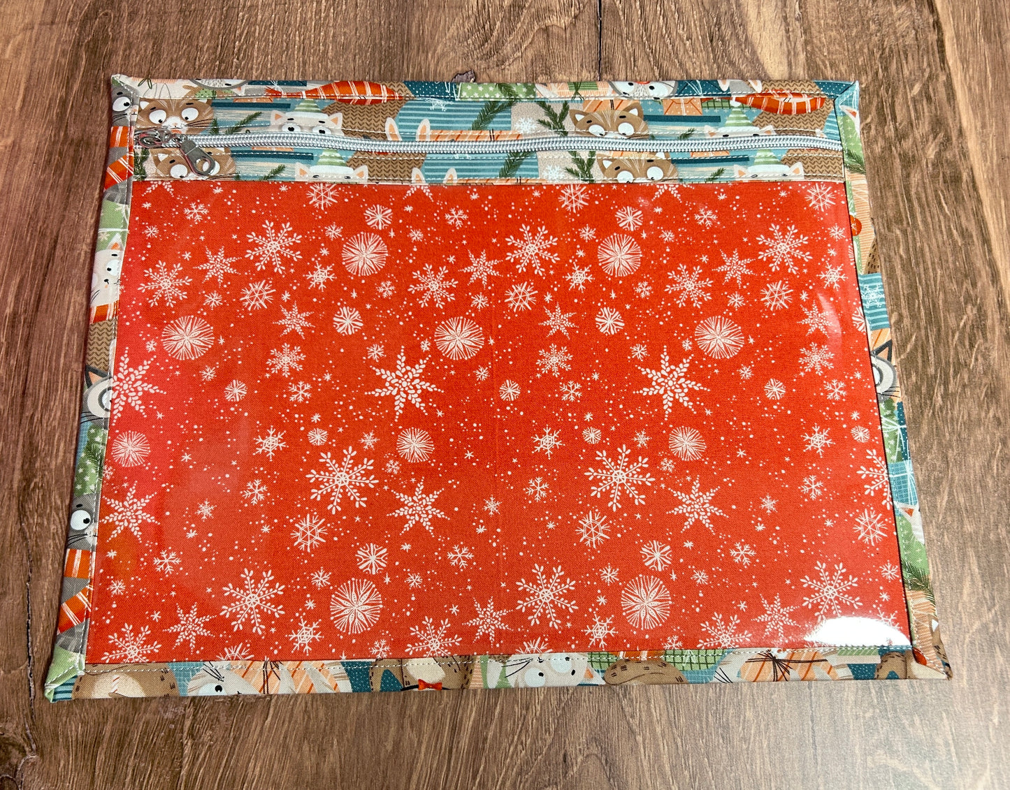 Vinyl Cross Stitch Project Bag - Embroidery Bag - Project Bag - Knitting & Crochet Bag - Cat Project Bag - Notions - Christmas - Holiday