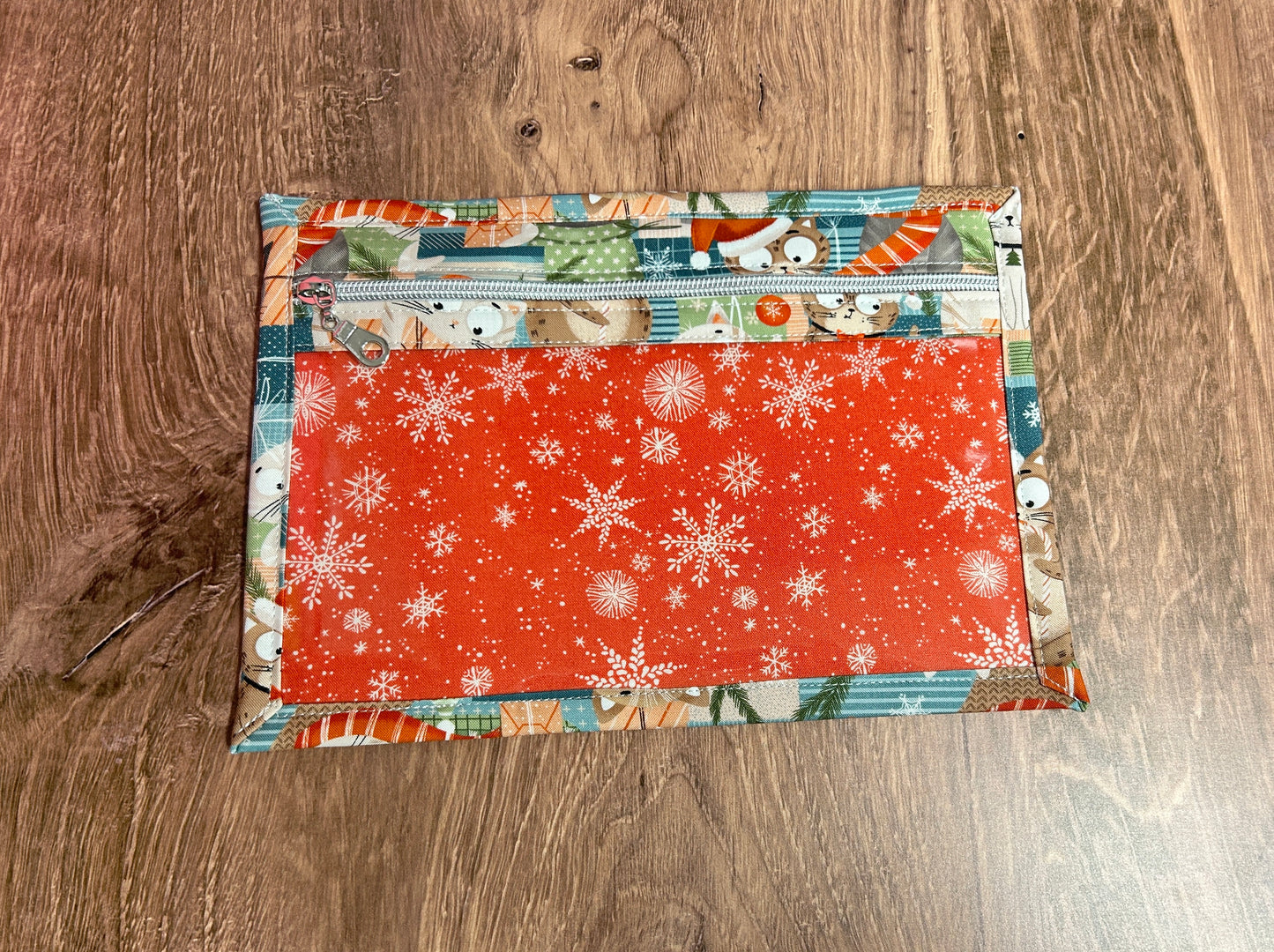 Vinyl Cross Stitch Project Bag - Embroidery Bag - Project Bag - Knitting & Crochet Bag - Cat Project Bag - Notions - Christmas - Holiday