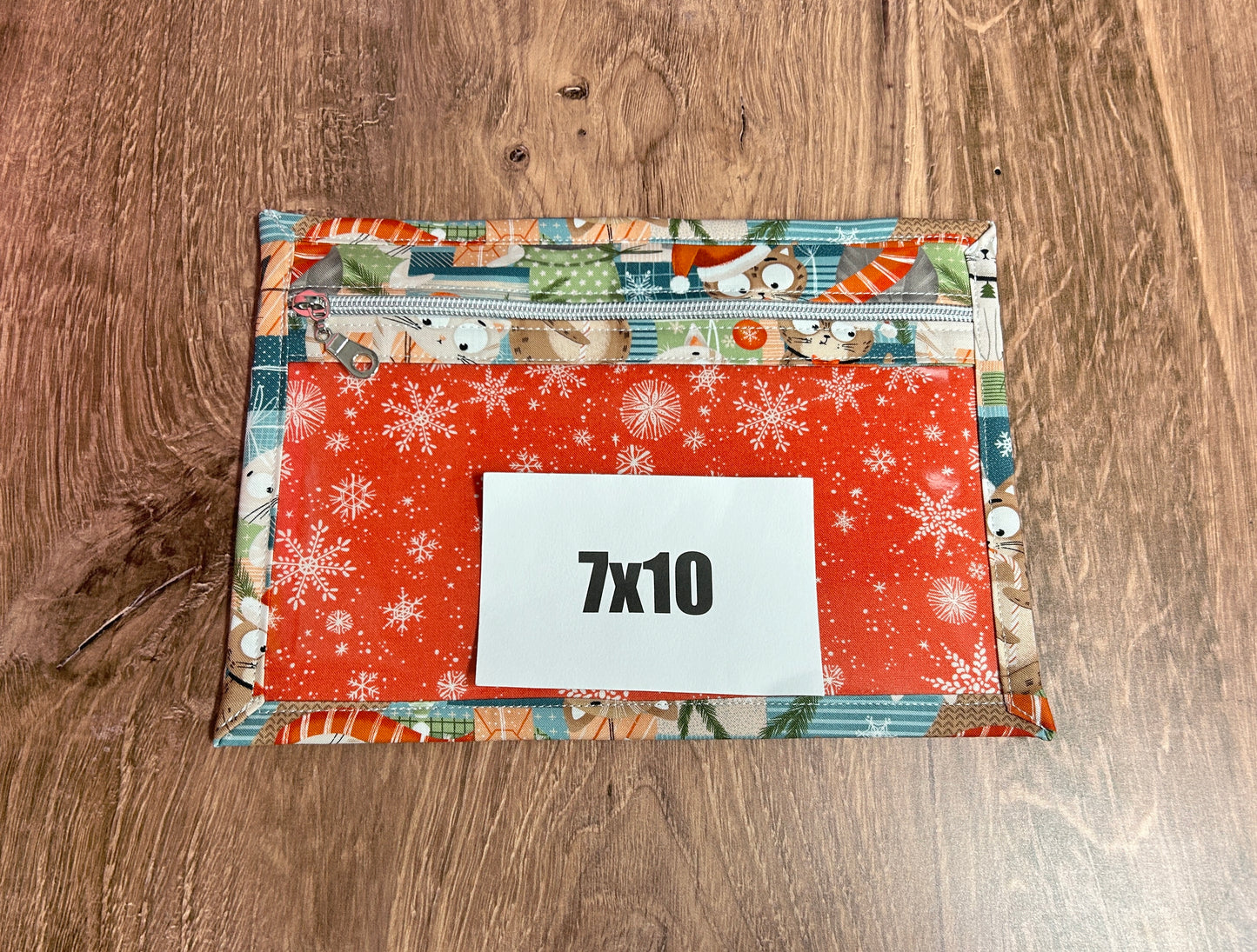 Vinyl Cross Stitch Project Bag - Embroidery Bag - Project Bag - Knitting & Crochet Bag - Cat Project Bag - Notions - Christmas - Holiday