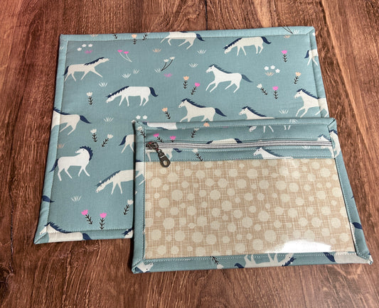 Vinyl Cross Stitch Project Bag - Embroidery bag - Project Bag - Knitting & Crochet Bag - Organizer - Horse Project Bag - Notions