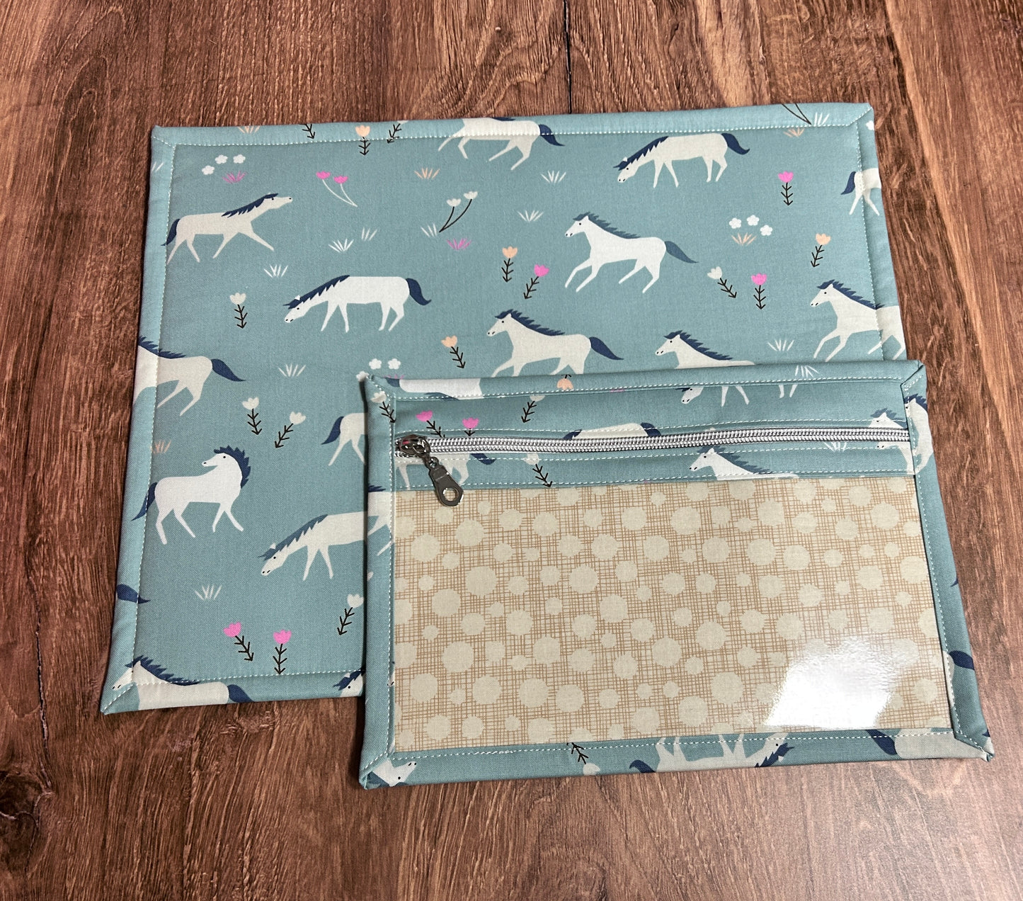 Vinyl Cross Stitch Project Bag - Embroidery bag - Project Bag - Knitting & Crochet Bag - Organizer - Horse Project Bag - Notions