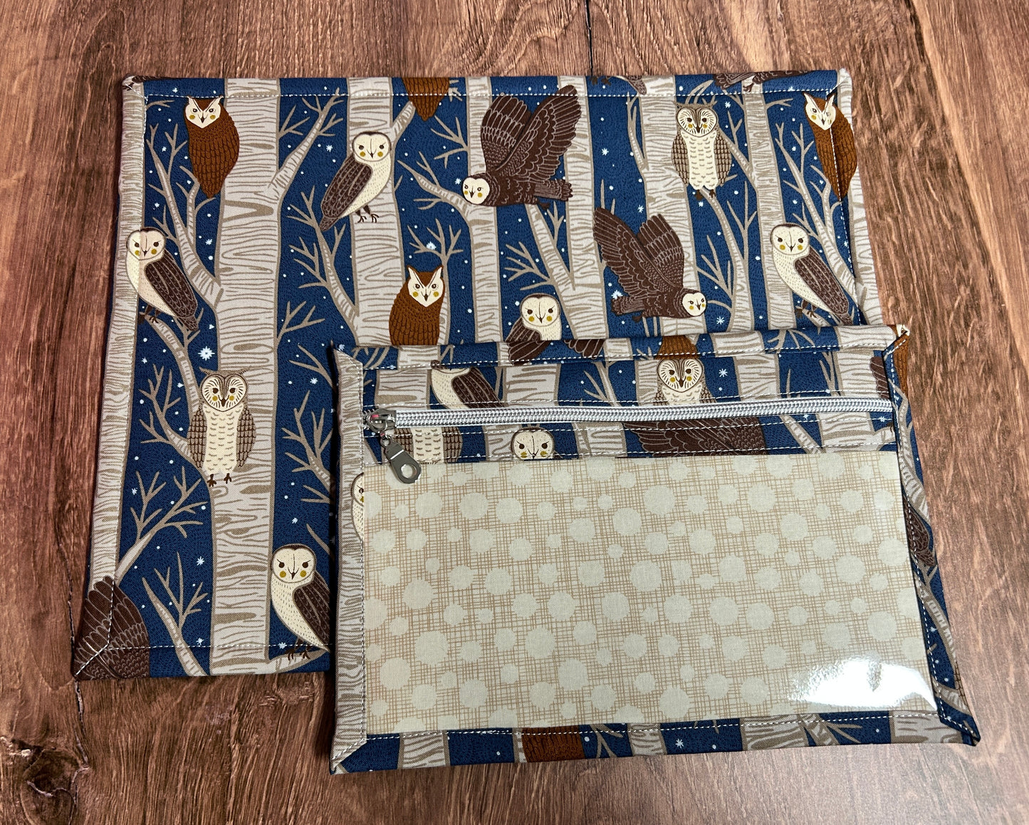 Vinyl Cross Stitch Project Bag - Embroidery bag - Project Bag - Knitting Crochet Bag - Storage - Organizer - Owl Project Bag - Notion