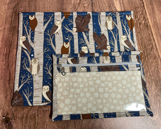 Vinyl Cross Stitch Project Bag - Embroidery bag - Project Bag - Knitting Crochet Bag - Storage - Organizer - Owl Project Bag - Notion