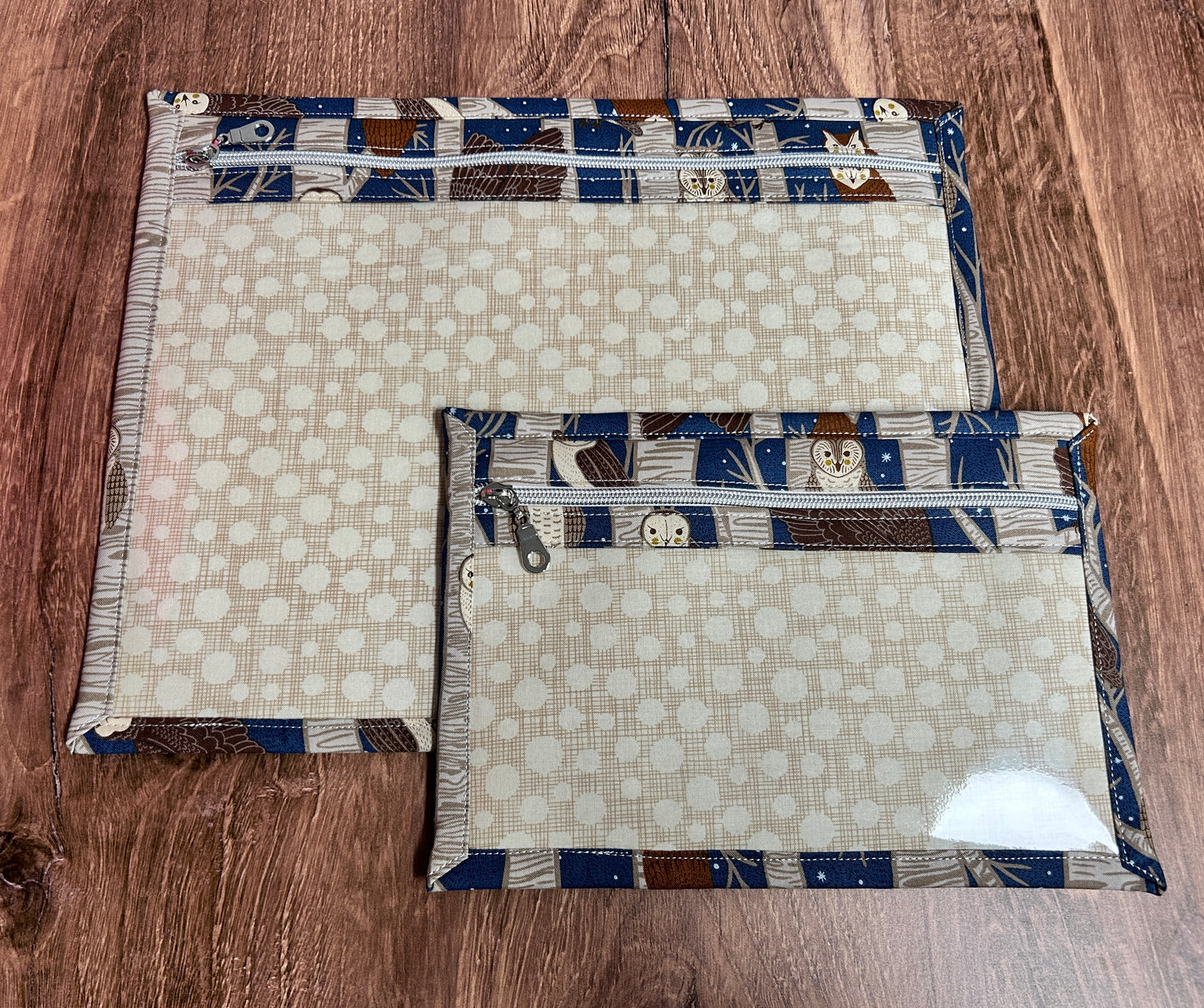 Vinyl Cross Stitch Project Bag - Embroidery bag - Project Bag - Knitting Crochet Bag - Storage - Organizer - Owl Project Bag - Notion