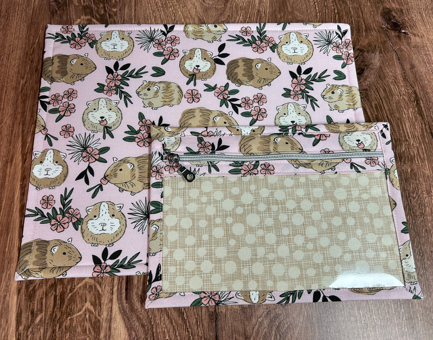Vinyl Cross Stitch Project Bag - Embroidery bag - Project Bag - Knitting & Crochet Bag - Organizer - Guinea Pig Project Bag - Notions