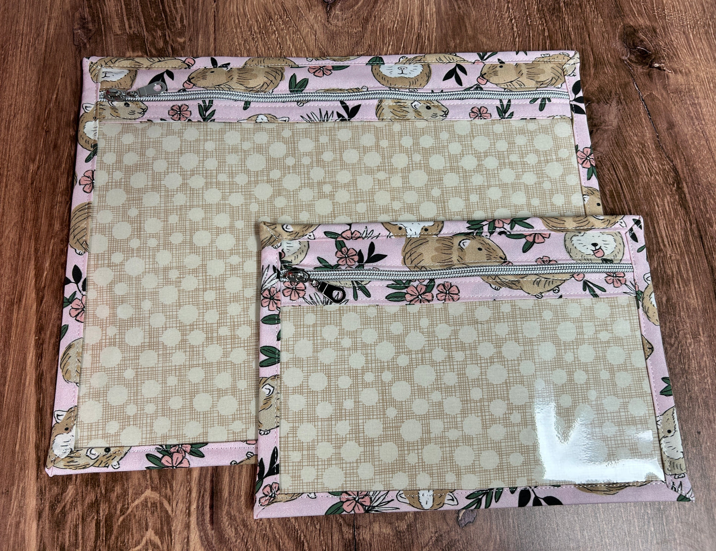 Vinyl Cross Stitch Project Bag - Embroidery bag - Project Bag - Knitting & Crochet Bag - Organizer - Guinea Pig Project Bag - Notions