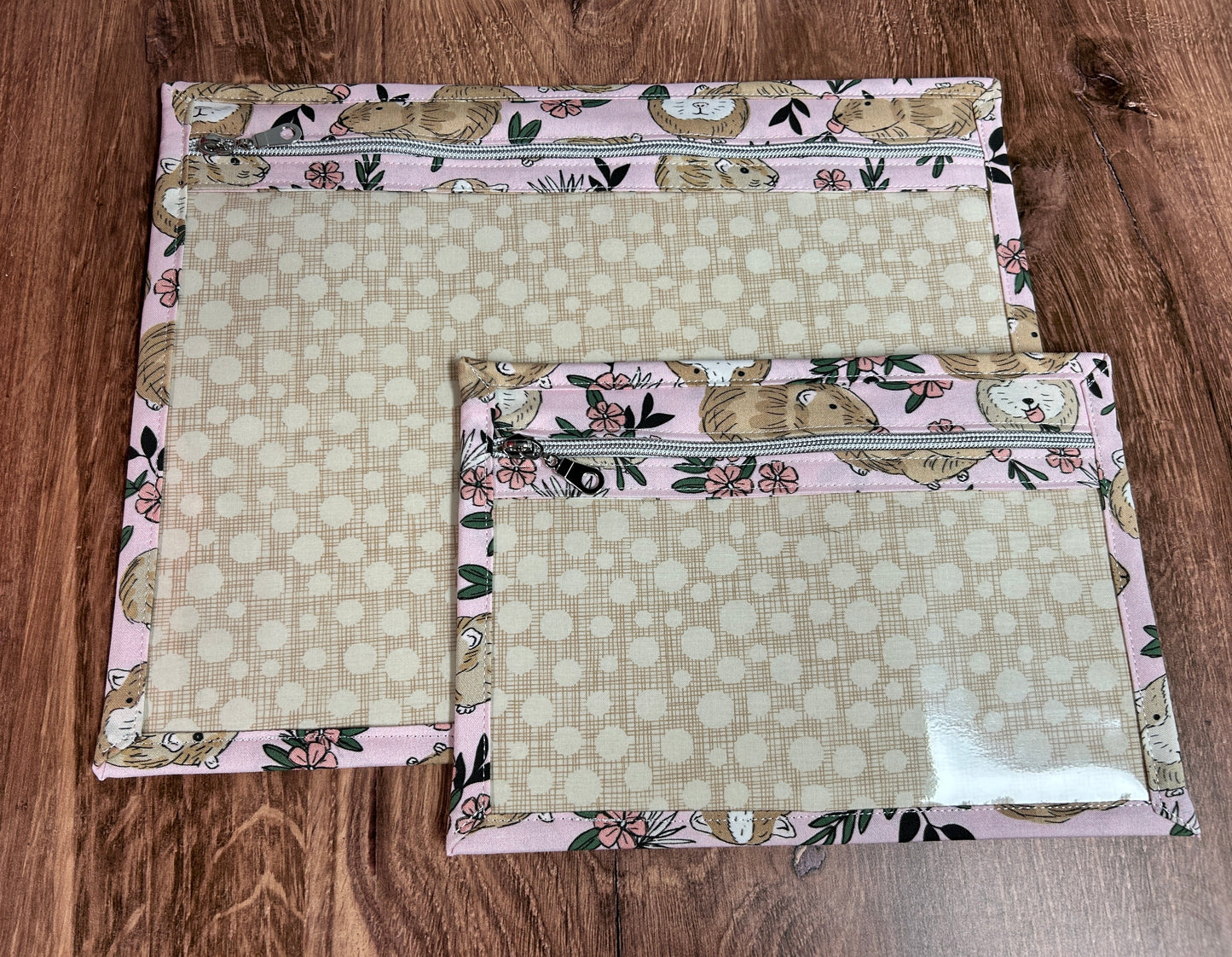 Vinyl Cross Stitch Project Bag - Embroidery bag - Project Bag - Knitting & Crochet Bag - Organizer - Guinea Pig Project Bag - Notions