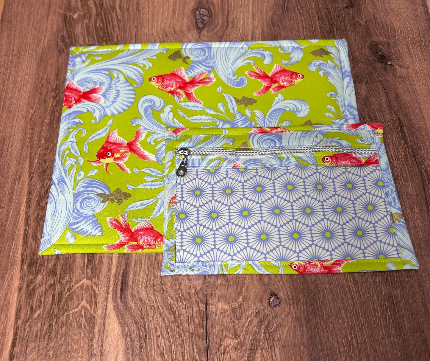 Vinyl Cross Stitch Project Bag - Project Bag - Knitting & Crochet Bag - Storage - Organizer - Goldfish Project Bag - Notions - Fish
