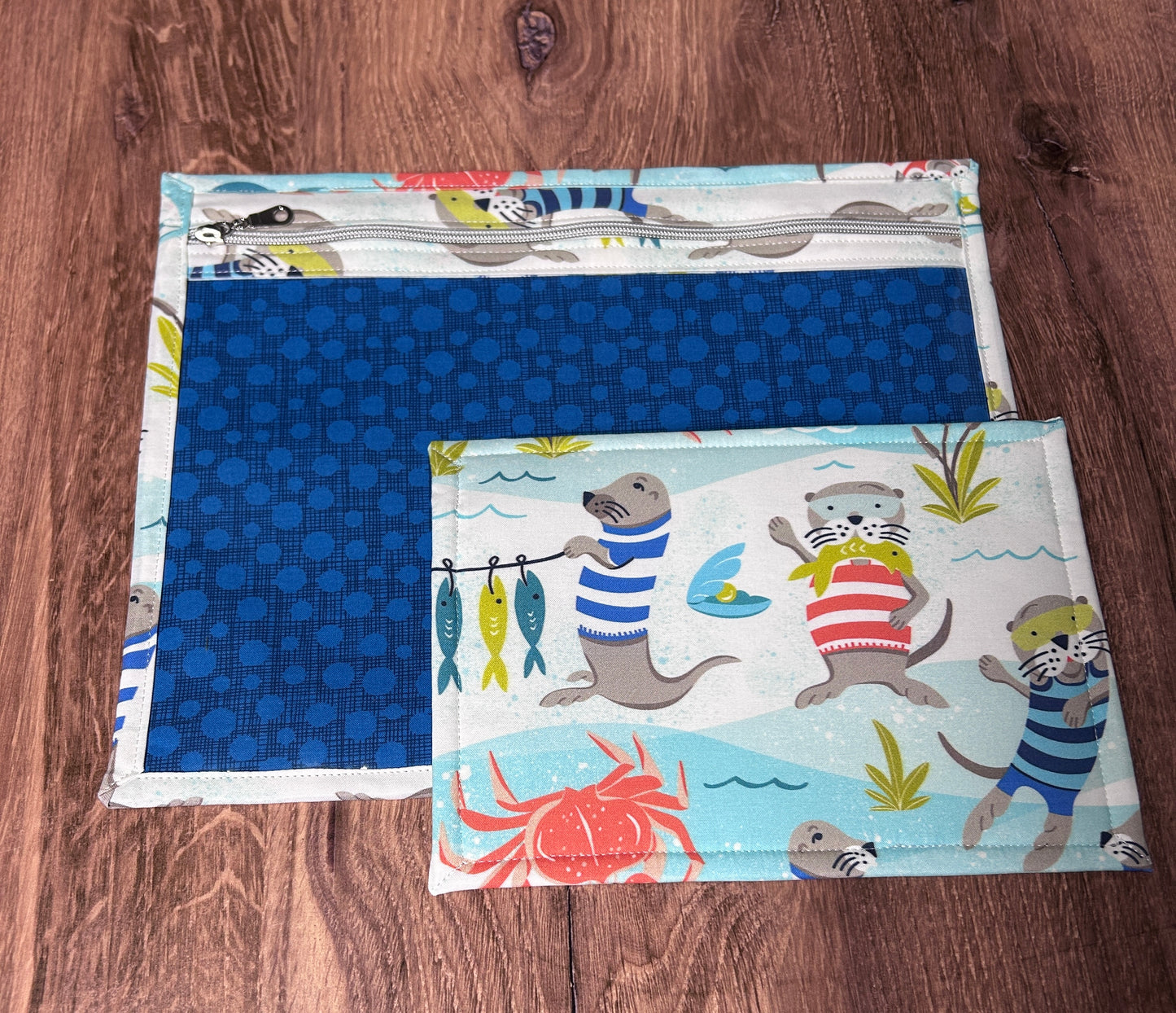Vinyl Cross Stitch Project Bag - Project Bag - Knitting & Crochet Bag - Storage - Organizer - Otter Project Bag - Notions - Fish