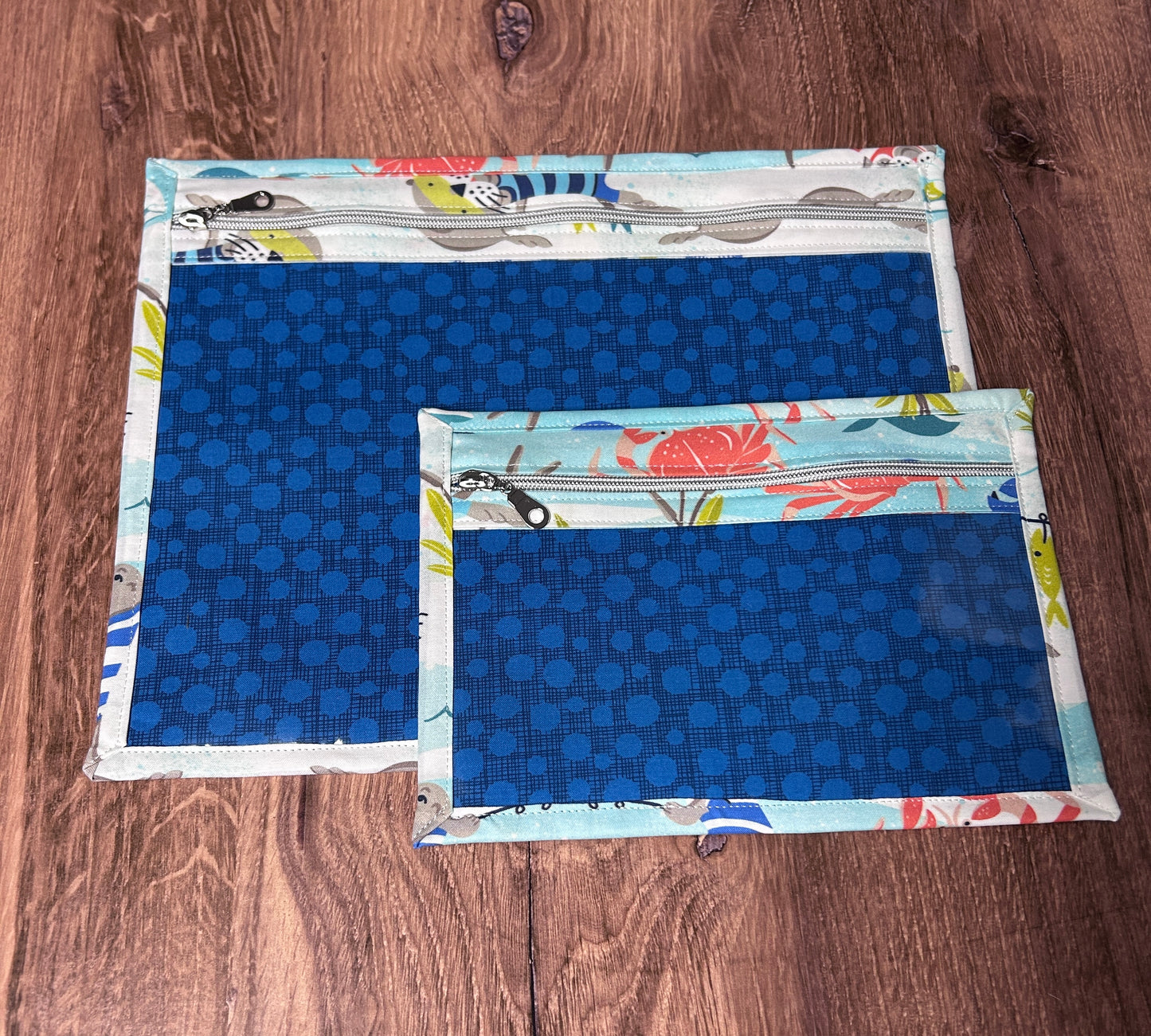 Vinyl Cross Stitch Project Bag - Project Bag - Knitting & Crochet Bag - Storage - Organizer - Otter Project Bag - Notions - Fish