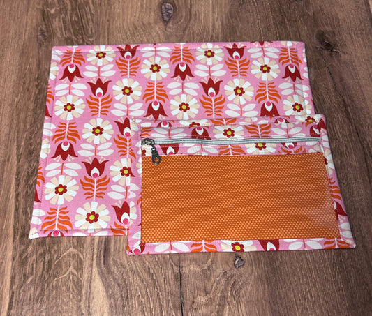 Vinyl Cross Stitch Project Bag - Embroidery Bag - Project Bag - Knitting & Crochet Bag - Storage - Organizer - Notions - Flower - Floral