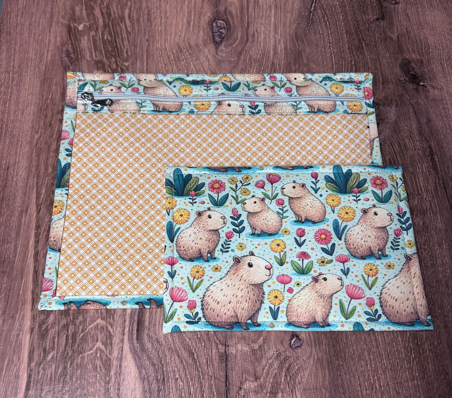 Vinyl Cross Stitch Project Bag - Embroidery bag - Knitting & Crochet Bag - Organizer - Capybara Project Bag - Notions - Floral