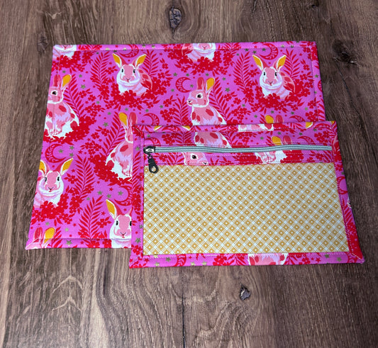 Vinyl Cross Stitch Project Bag - Embroidery bag - Project Bag - Knitting & Crochet Bag - Organizer - Bunny Project Bag - Notions - Rabbit