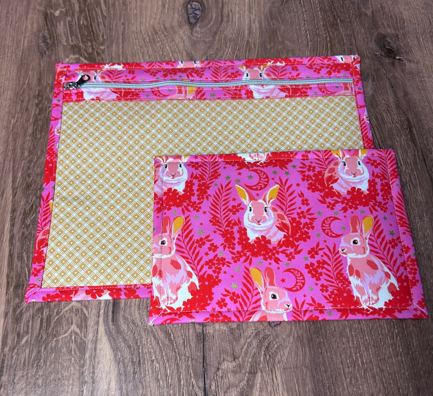 Vinyl Cross Stitch Project Bag - Embroidery bag - Project Bag - Knitting & Crochet Bag - Organizer - Bunny Project Bag - Notions - Rabbit