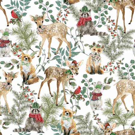 3 Wishes Fabric - Whimsy Woodland - Whimsy Winter Woodland by Livi & Finn Collection - #23781 - Cotton Fabric