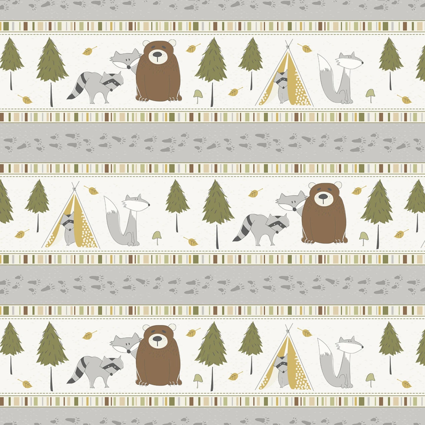 Wilmington Prints Fabric - Into the Woodlands by Deane Beesley - Multi Repeating Stripe - Cotton Fabric