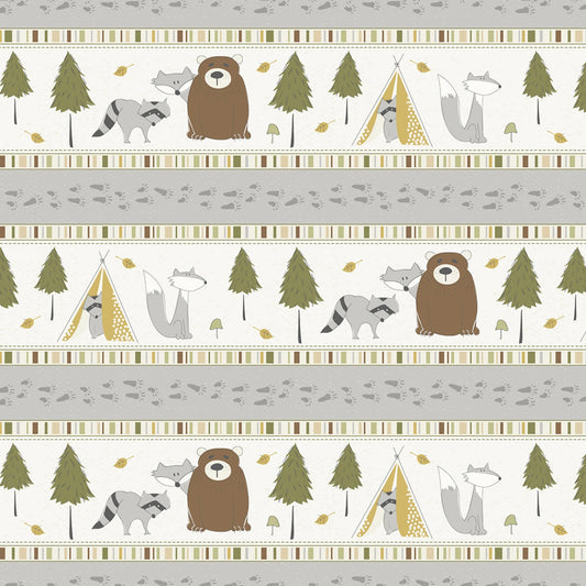 Wilmington Prints Fabric - Into the Woodlands by Deane Beesley - Multi Repeating Stripe - Cotton Fabric