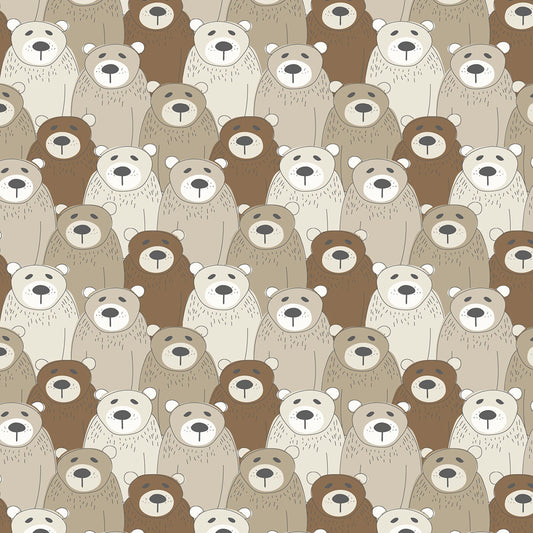 Wilmington Prints Fabric - Into the Woodlands by Deane Beesley - Multi Packed Bears - Cotton Fabric