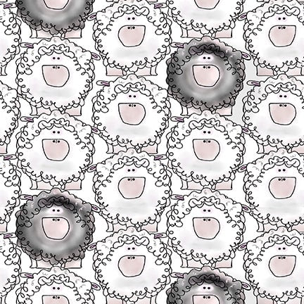 Studio E Rainbow Sheep Fabric - A Trip to the Farm - 7149-90 - GRAY - Tracy Hall - Cotton