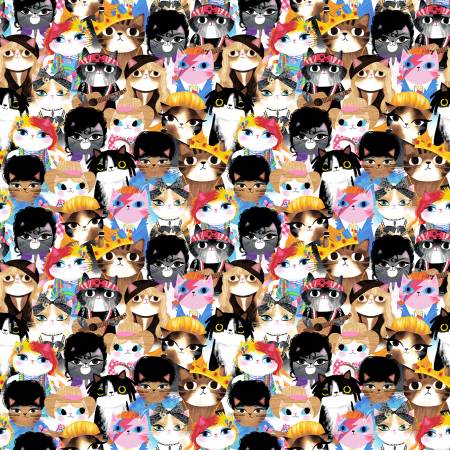 Studio E Cat Fabric - Multi Stadium Mew-Sic Legends - Angie Rozelaar Collection - Cat - #7358S-93 - Cotton Fabric