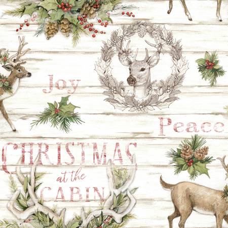 Springs Creative Christmas at the Cabin Fabric Christmas Deer 77511G550715 Susan Winget Cotton Fabric by the Yard 1 Yard image 1  Price: $13.00 Springs Creative Christmas at the Cabrin Fabric - Christmas - Deer - #77511G550715 - Susan Winget - Cotton