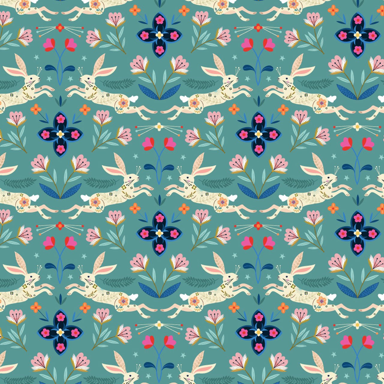 Dashwood Studio Fabric - Animal Magic - Rabbit - Cotton Fabric