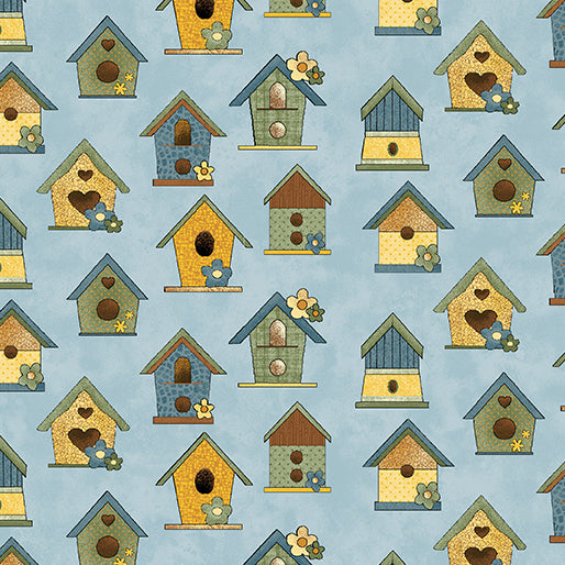 Benartex Fabric - Sunshine Garden - Bird Houses - Cheryl Hanes - Cotton Fabric